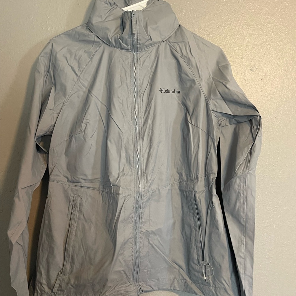Columbia Grey Lightweight Zip Up Jacket, Windbreaker Woman- Small